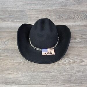 Rodeo King Women's Hat Size Large L Black Velvet Rhinestone Belt USA Cowgirl New